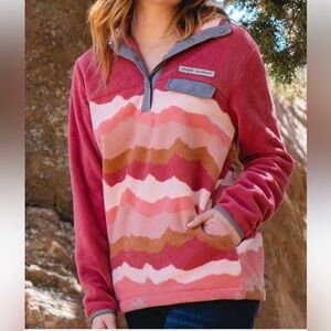 Simply Southern Women's Pink and Brown Fleece Pullover